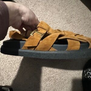 Suede Sandals in Tan